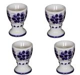 Quatro Porta ovos de Porcelana, feito e pintados a mão - Porcelana monte sião