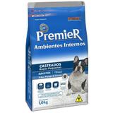 Ração Premier Ambientes Internos Cães Adultos Castrados Raças Pequenas Sabor Frango e Salmão - Premier pet