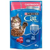 Ração Úmida Nestlé Purina Cat Chow Castrados Sachê Sabor Carne Ao Molho Caixa Com 15 unidades 85g