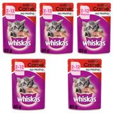 Ração Úmida Pedigree Whiskas Sachê Para Gatos Filhotes Sabor Carne Kit Com 5 Unidades 85g