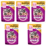 Ração Úmida Pedigree Whiskas Sachê Para Gatos Filhotes Sabor Frango Kit Com 5 Unidades 85g