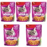 Ração Úmida Pedigree Whiskas Sachê Para Gatos Sabor Carne Kit Com 5 Unidades 85g