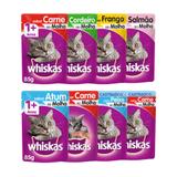 Ração Whiskas Sachê Filhote/Adult Vários Sabores Combo 100Un