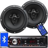 Rádio Mp3 Automotivo Bluetooth Fm Usb RS-2606BR + Par Alto Falante Roadstar 6,5 Pol 130W Rms RS-165