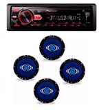 Radio Mp3 Player Pioneer Mvh-298bt Bluetooth Usb Aux e Kit 4 Alto Auto Falantes Hurricane 6 Polegadas