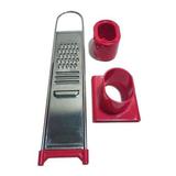 Ralador / Fatiador De Alho Em Aço Inox 2 Em 1 Vermelho - Capricho