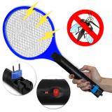 Raquete Elétrica Mata Moscas Mosquito Pernilongo Recarregavel Azul - Prime