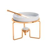 Rechaud de Porcelana P/Queijo C/Faca e Suporte de Aço Rose 14X12Cm - Rojemac