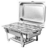 Rechaud Inox 6 cubas 9 litros tampa basculante dobradiças - Luxury gourmet