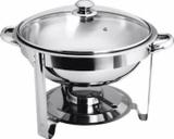 Rechaud Inox redondo 5 litros tampa de vidro banho-maria - Richôa