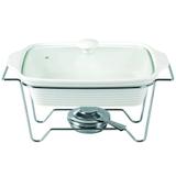 Rechaud Refratário Retangular de Porcelana com Suporte e Queimador Aço Inox 33x23x9cm 2.5litros Dynasty