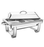 Rechaud Retangular em Aço Inox 2 Cubas com Tampa Removível Guias e Canaletas para Resistência Tramon - 8.4 Lt - Tramontina