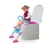 Redutor De Assento Com Escada Rosa Buba Crianca Vaso Sanitário Fixador Articulavel Altura Ajustavel Pe Antiderrapante.