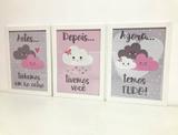 Ref. 004 - Kit Quadros Impressão Digital Personalizados Chuva de Amor Menina - Fabricação própria - rosa baby