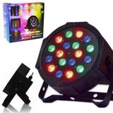 Refletor Mini 18 Leds Canhao Display Digital RGB Strobo Iluminacao Bivolt Festas Luz (Led Mini Par 18 pcs) - Ideal