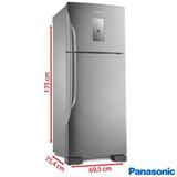 Refrigerador de 02 Portas Panasonic Frost Free com 435 Litros com Degelo Automático Aço Escovado - NR-BT50BD3X