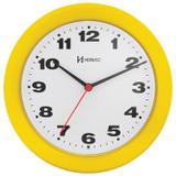 Relógio de parede analógico moderno mecanismo step tic tac herweg amarelo