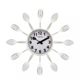 Relogio de parede talheres prata 35cm - Imporiente
