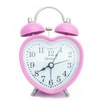Relógio despertador analógico decorativo coração menina quartz mecanismo step herweg rosa