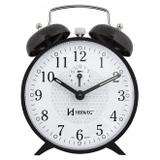 Relogio despertador mecanico classico com som campainha preto herweg