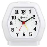 Relogio despertador moderno mecanismo step e soneca branco herweg