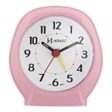 Relogio despertador tradicional alarme sonoro mecanismo step rosa claro herweg