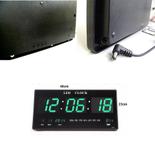 Relogio Digital Parede De Led Hora Data Alarme Verde - Braslu