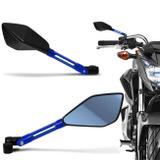 Retrovisor Moto Esportivo Similar Rizoma Tomok Azul Todo Aluminio Com Espelho Azul Par - St