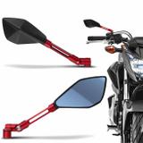 Retrovisor Moto Esportivo Similar Rizoma Tomok Vermelho Todo Aluminio Espelho Azul Par - St