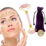 Rolo Massageador Facial Pedra Quartzo Rosa Jade Anti-rugas - Wapshop