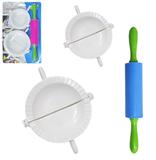 Rolo para massa mini de plastico com 2 formas para pastel kit com 3 pecas na cartela - Blessed