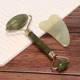 Rolo Pedra De Jade + Placa Gua Sha Massagem Facial Anti Ruga - Wapshop