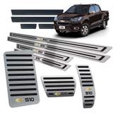 S10 2012 / 2016 Soleiras Pedaleiras Descanso Automatic Preto - Jr