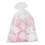 Saco Embalagem C/ Ovo De Páscoa 9 Un 4cm Bolinha Rosa/Branca - Cromus