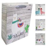 Sacola De Papel Para Presente Lhama Sortidas 23X18X8Cm - Fwb