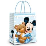 Sacola P/Presente Mickey Disney Azul 21,5X15Cm C/10 - Cromus