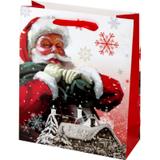 Sacola presente 23,5x19,5cm decorado natal com glitter - rio master