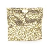 Sacolas Gift para Presentes com Ziper Metalizado Arabesco Dourado e Branco P Cromus