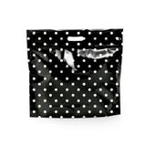 Sacolas Gift para Presentes com Ziper Metalizado Preto com Poá Branco P Cromus