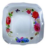 Saladeira De Melamina Quadrada Floral 33,5cm - Floral - 33,5 - Floral - 33,5 - Rio chens/util goods