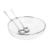 Saladeira De Vidro C/Aro E Talheres De Prata Nice 35Cm - F9-8183 - Wolff