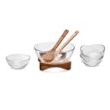 Saladeira de Vidro Tabelle c/ Suporte de Bambu 8 Peças - Lemann