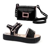 Sandalia larissa manoela fashion bag - grendene - preto/preto/rosa