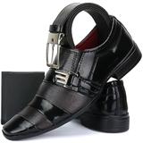 Sapato Social Masculino Envernizado Bico Fino Com Cinto E Carteira - Sapatofran