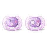 SCF222/22 - Kit de Chupetas Avent Ultra Soft Decoradas Lílas 6 a 18 Meses