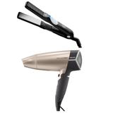 Secador de Cabelo Mallory Luxury Dourado 1500W + Chapinha Prancha Alisadora Taiff Look Ion Bivolt - Mallory e taiff
