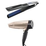 Secador de Cabelo Mallory Luxury Travel Dourado 1500W + Chapinha Prancha Alisadora Taiff Saffira Bivolt - Mallory e taiff