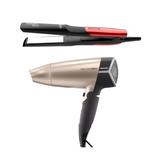 Secador de Cabelo Mallory Luxury Travel Dourado 1500W + Chapinha Prancha Taiff Ruby 210ºC Bivolt - Mallory e taiff