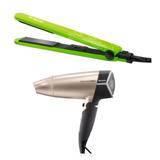 Secador de Cabelo Mallory Travel 1500W + Chapa Prancha Alisadora Mallory Colors Verde Bivolt