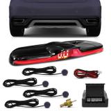 Sensor de Estacionamento 4 Pontos KX3 Universal Cinza com Display LED Black Piano Slim Colorido